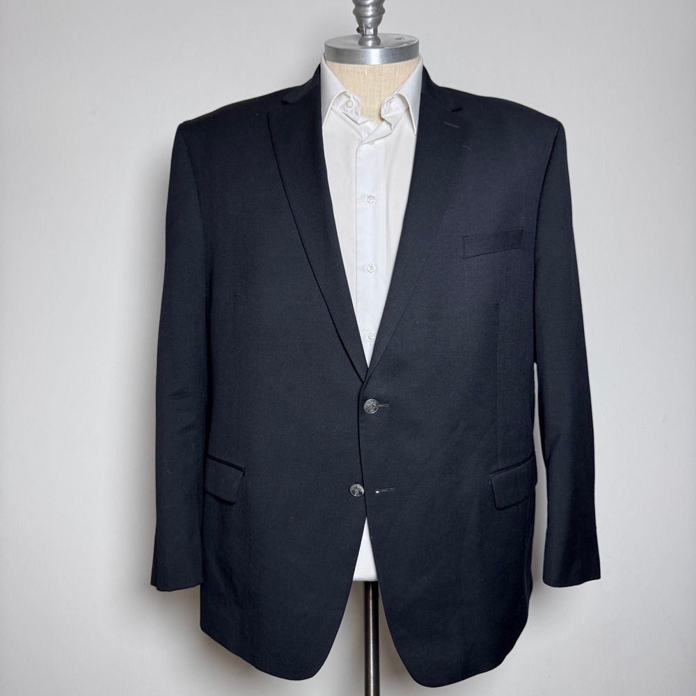 Michael Kors Blazer Mens‎ 52 R Navy Blue Solid Wool Blend Two Button Sport Coat